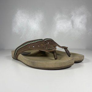 Margaritaville Women Sandals Flip Flops Diamond Cove Suede Brown Sz 6